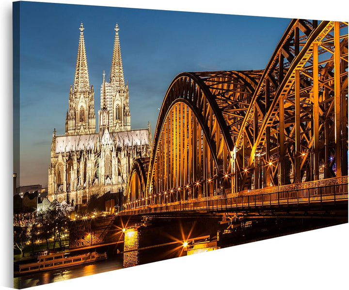 islandburner Bild auf Leinwand Hohenzollernbrücke Und Kölner Dom In Der Abenddämmerung Bilder Wandbi