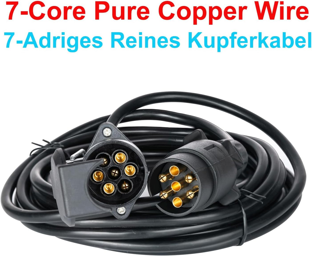6M Anhänger Verlängerungskabel 7 polig mit Anhängerstecker Steckdose, 12V Anhänger Verlängerung Kabe