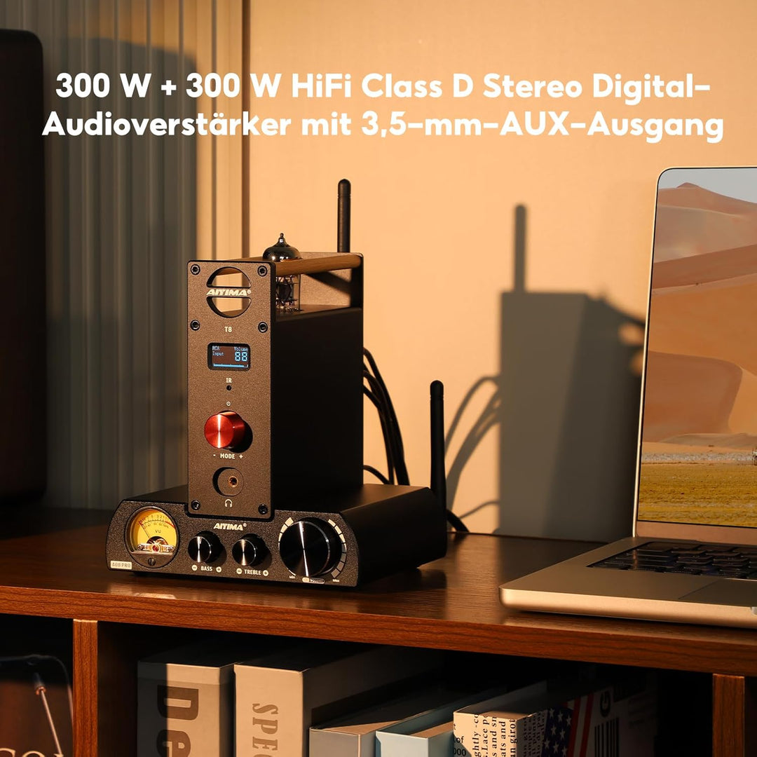 AIYIMA A08Pro Bluetooth 5.1 TPA3255 Mini-Leistungsverstärker 2.0/2.1-Kanal 300 W x 2 (4 Ohm) HiFi-St