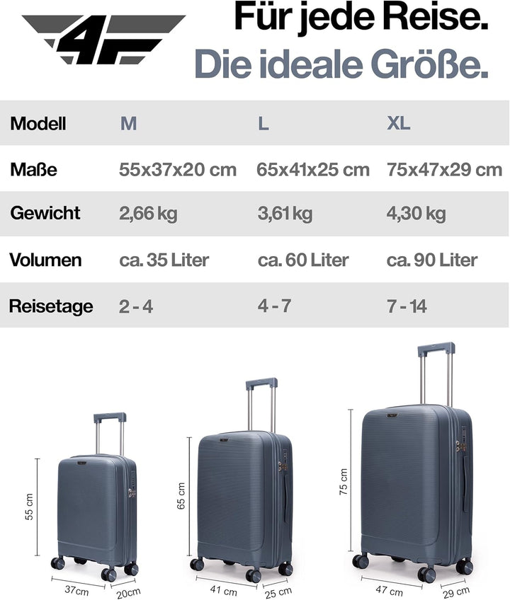 Leichter Hartschalen-Handgepäckkoffer M – 55×37×20 cm (35L), Kabinenkoffer mit TSA-Schloss, USB-Lade