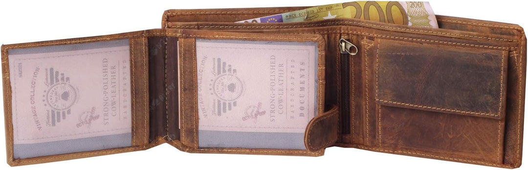 Greenburry Vintage Herren Geldbörse Braun 12,5x10,5x3cm Portemonnaie Geldbeutel