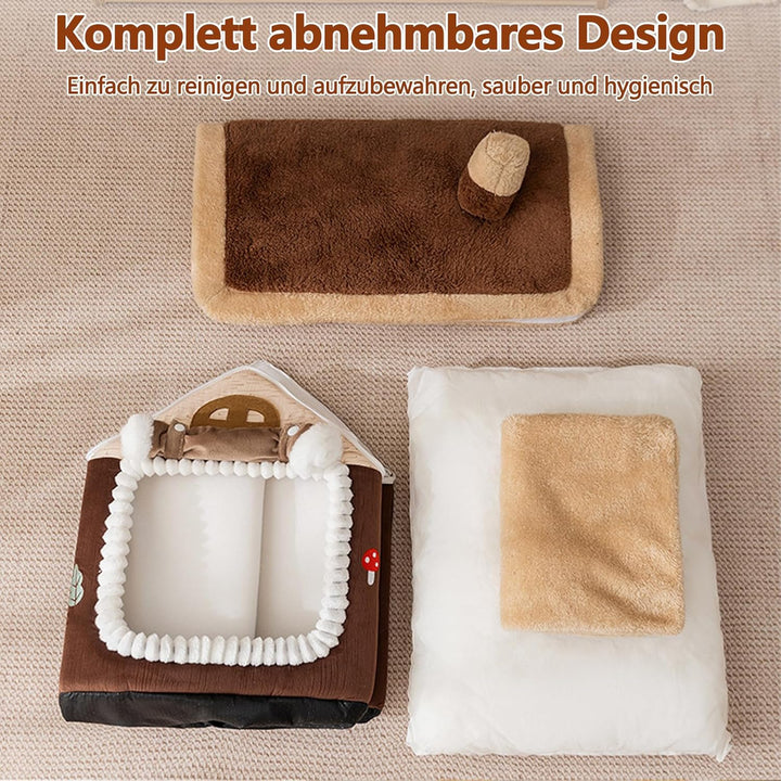 Galatée Katzenhaus, Chimney Süsses Katzenhöhlenbett, Weiches Cartoon-Haustierhaus, Warmer Katzenunte