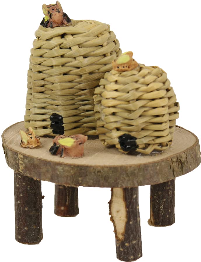 Krippenzubehör Tisch mit Bienenkörben 7,2 cm