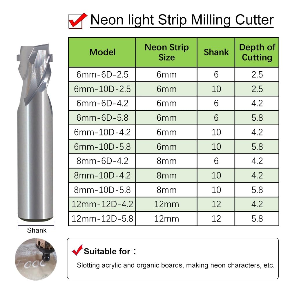 1Pcs CNC Router Bits Gravur Cutter 6mm Neon Light Strip Schlitz Bits Wolframkarbid Stahl End Mill Ne