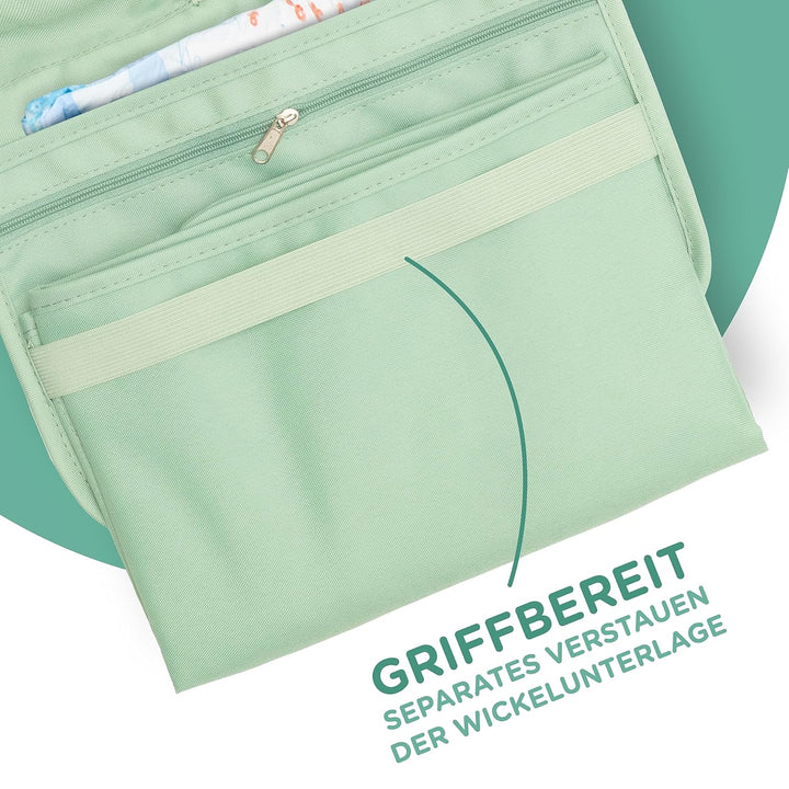 Jubi® Mint Windeltasche gesteppt mit Wickelunterlage für unterwegs mit extra viel Platz - Kleine Wic