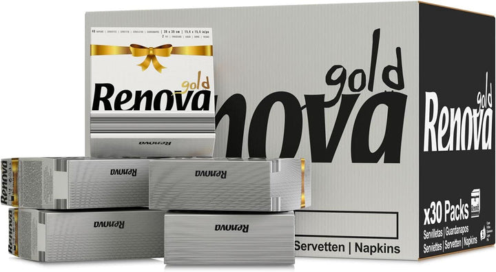 RENOVA Renova Gold Servietten, 600 Servietten, weiss, gross, 2 Schichten