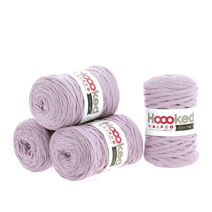 Hoooked Ribbon XL Bändchengarn Sparset aus 4 Rollen Wahl (Lila Dusk), Lila Dusk