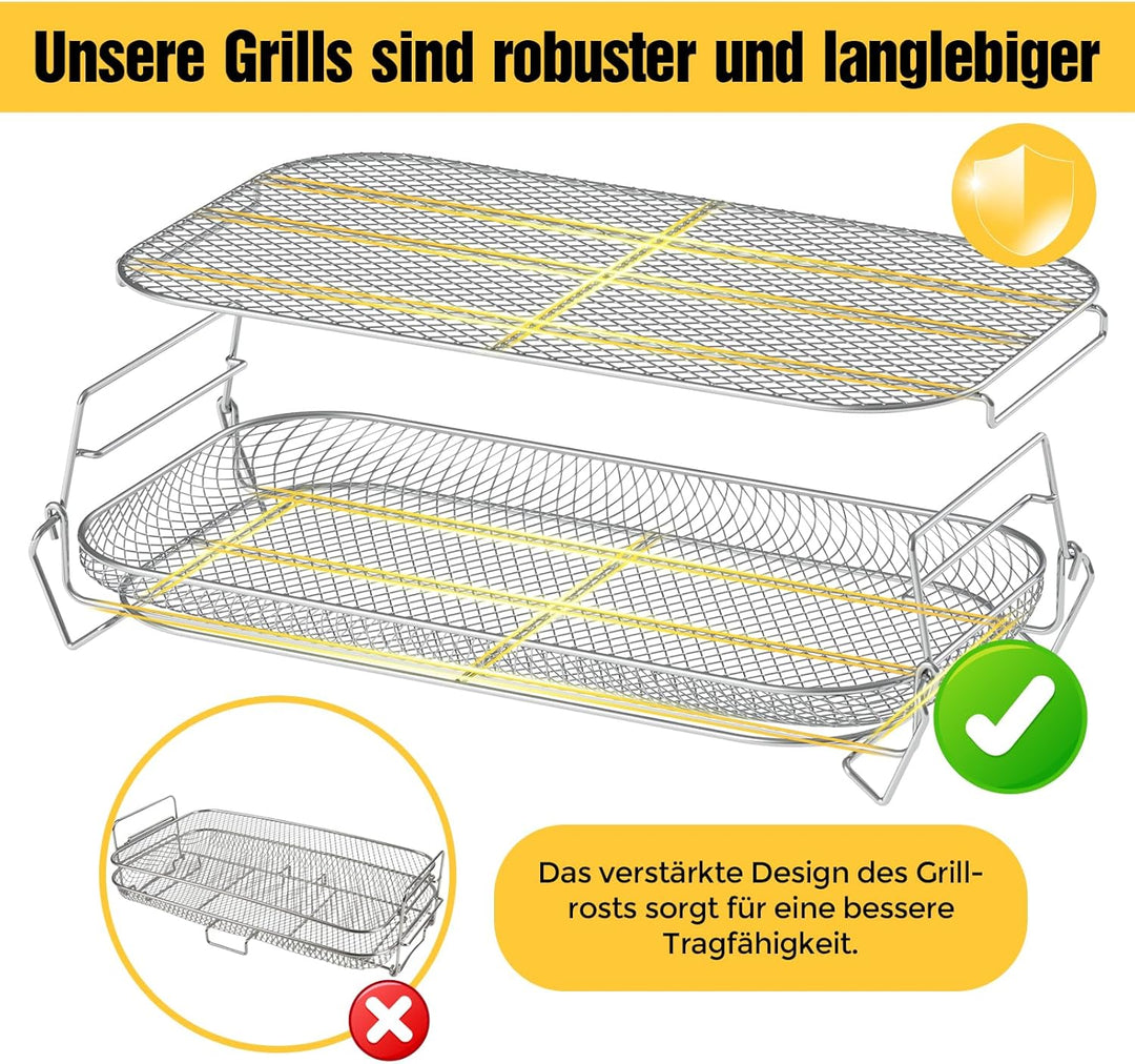 Heissluftfritteuse Zubehör Kompatibel mit Ninja AF500EU, 2 Etagen Airfryer Gitter für COSORI Dual Bl