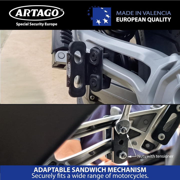 ARTAGO K200 Universal Halterung für Motorrad Diebstahlsicherung 32, zur Befestigung an V-Schienen de