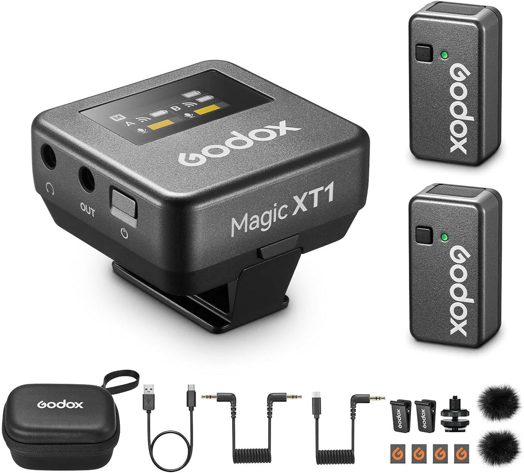 Godox Magic XT1 kabelloses Lavalier-Mikrofon für Kamera, Android, iPhone 15, PC, 48 kHz/24-Bit-Audio