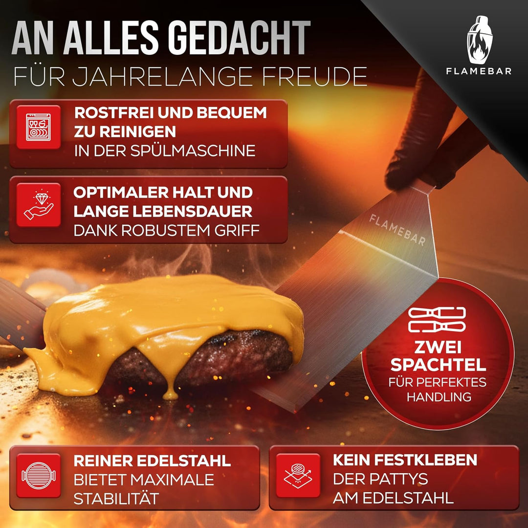 XXL Burgerpresse Set Edelstahl - 5-teilig I Smash Burger Set für 100% Burgergenuss I Burger Presse i