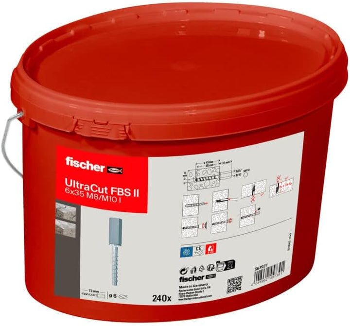 fischer UltraCut FBS II 6x35 M8/M10 I, leistungsstarke Betonschraube (240 Stk.), galvanisch verzinkt