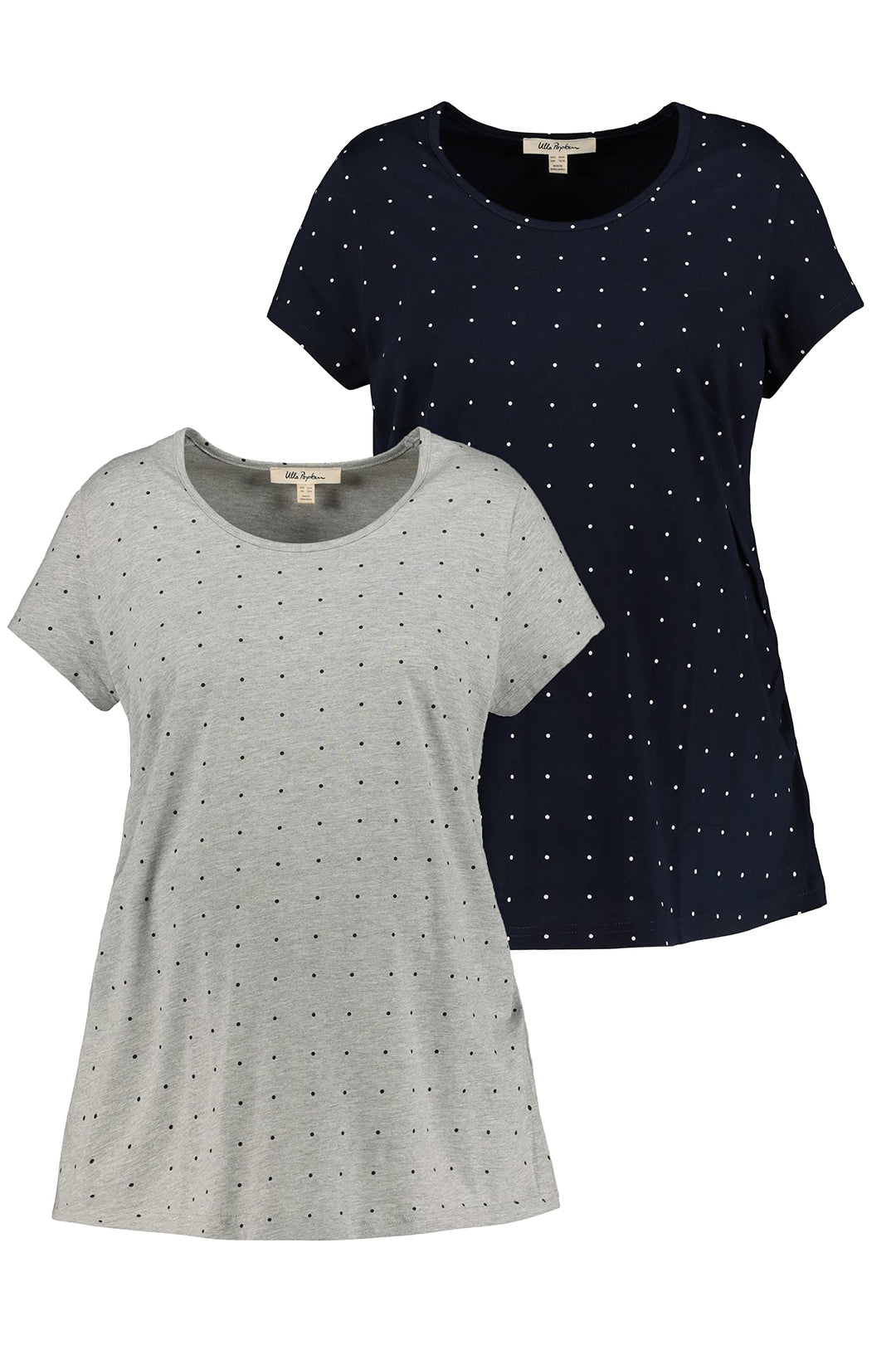 Ulla Popken Damen grosse Grössen Bellieva-T-Shirts, 2er-Pack, Rundhals, Halbarm, seitl. Raffung, Bio
