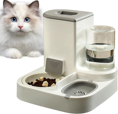 JINGLING Automatisches Futter Und Wasserspender, 2 In 1 Haustier Futter Und Tränke, Katzen Wasserspe