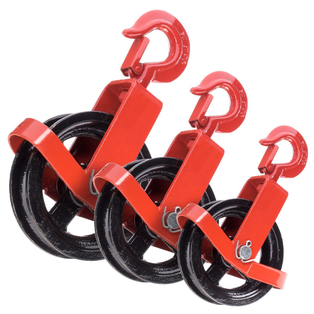 Seilwerk STANKE 125mm Umlenkrolle mit Haken + Juteseil 12mm 15 Meter Seilwinde Seilzug Seilrolle Win