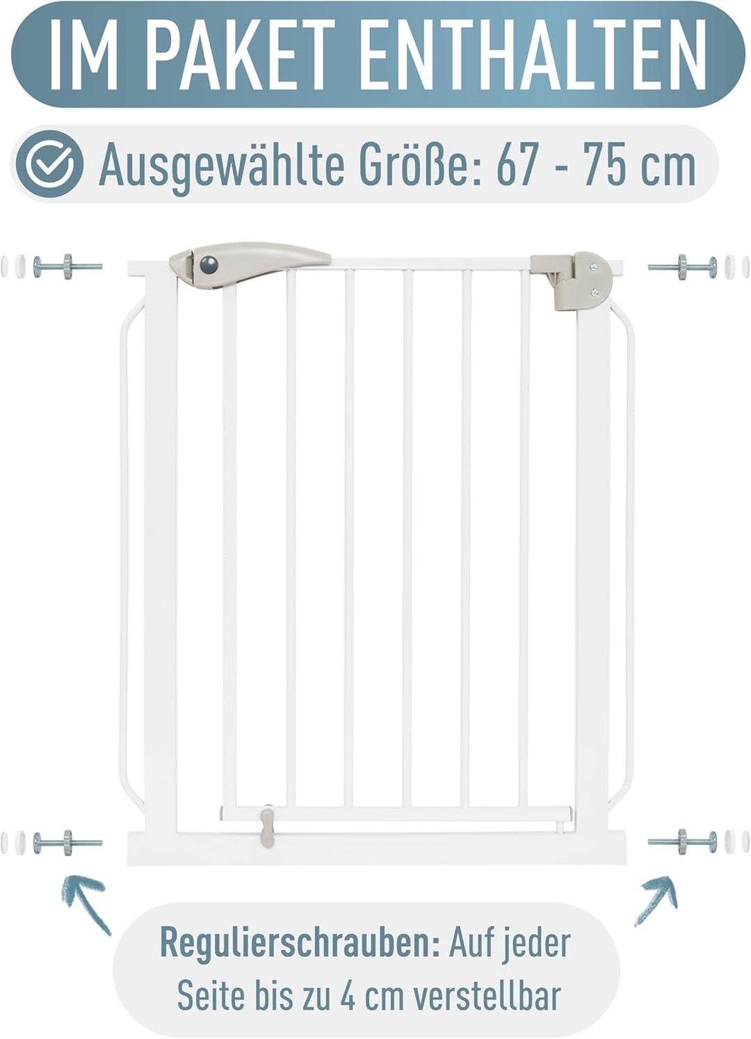 ib style® Berrin ! PREISSIEGER ! Treppengitter 58 -175cm | Türschutzgitter | Ohne Bohren | 90° Stop