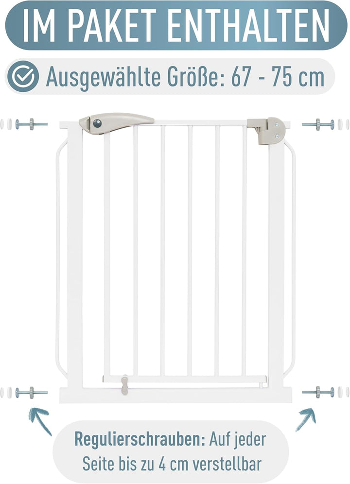 ib style® Berrin ! PREISSIEGER ! Treppengitter 58 -175cm | Türschutzgitter | Ohne Bohren | 90° Stop
