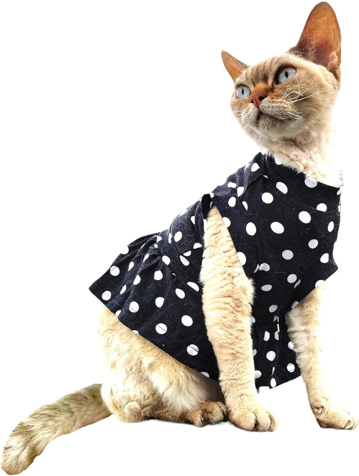 Kotomoda Katzen Kleid Polka-Dot Sphynx Katzen (M), M