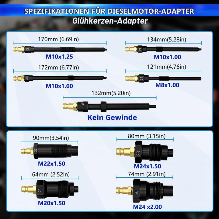 ZKTOOL 46 Stück Kompressionsprüfgerät für Benzin- und Dieselmotoren, Druckverlustprüfer, Zylinderdru