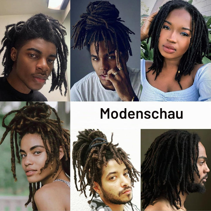 TAOYEMY Dresdlock Extension 8 inch 100% Human Hair Afro Kinky 30 Strands Dreadlock Extensions for Ma