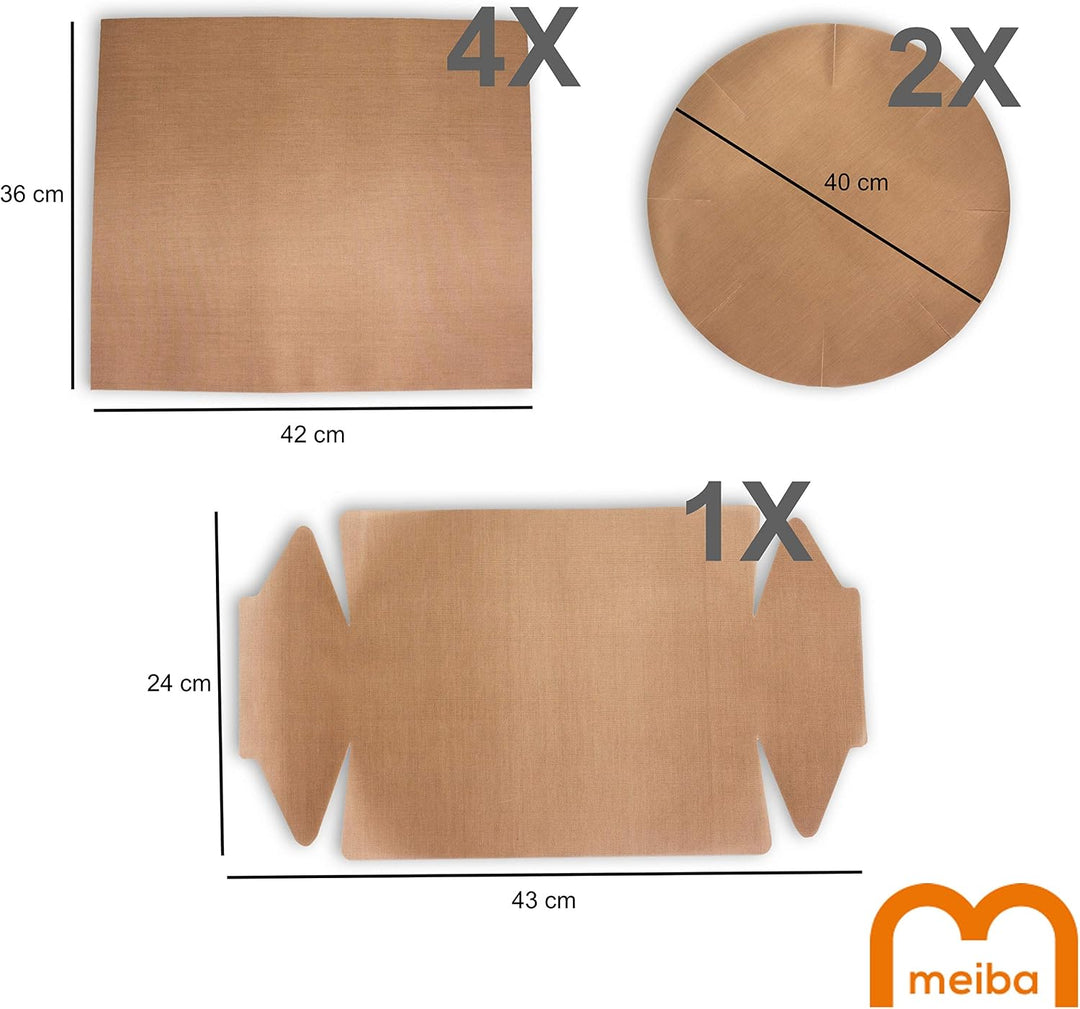 Dauerbackfolie für Backofen (8er Set) meiba, Backpapier wiederverwendbar, Backmatte rund, Dauerbackf