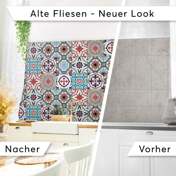 20 Stück Fliesenfolie für Bad und Küche 20x20 cm - Klebefliesen, Mosaikfliesen - Sticker Fliesen sel