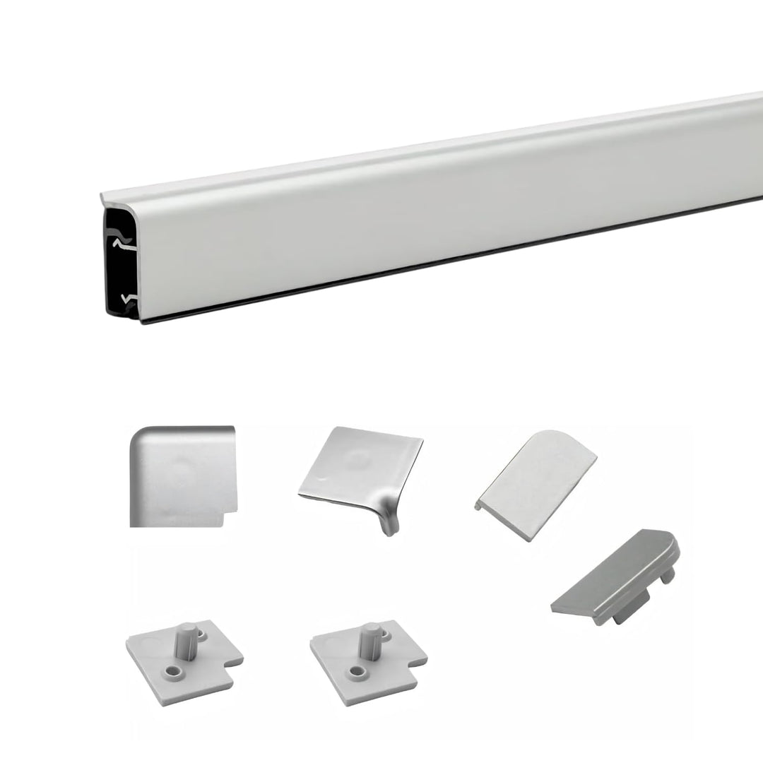 Evotrade Küchenleiste aus Aluminium 2 m – Etagere für Küchenfläche mit Endkappen & Winkeln 90° – Mad