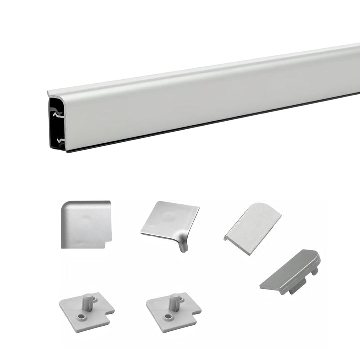 Evotrade Küchenleiste aus Aluminium 2 m – Etagere für Küchenfläche mit Endkappen & Winkeln 90° – Mad