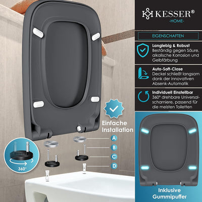 KESSER® WC Sitz mit Absenkautomatik Toilettendeckel Quick-Release-Funktion und Softclose - einfache