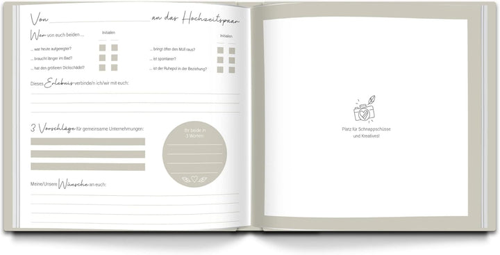 LEAF & GOLD® Gästebuch Hochzeit I Edles Hochzeitsgästebuch mit Fragen I Gästebuch zum Ausfüllen mit