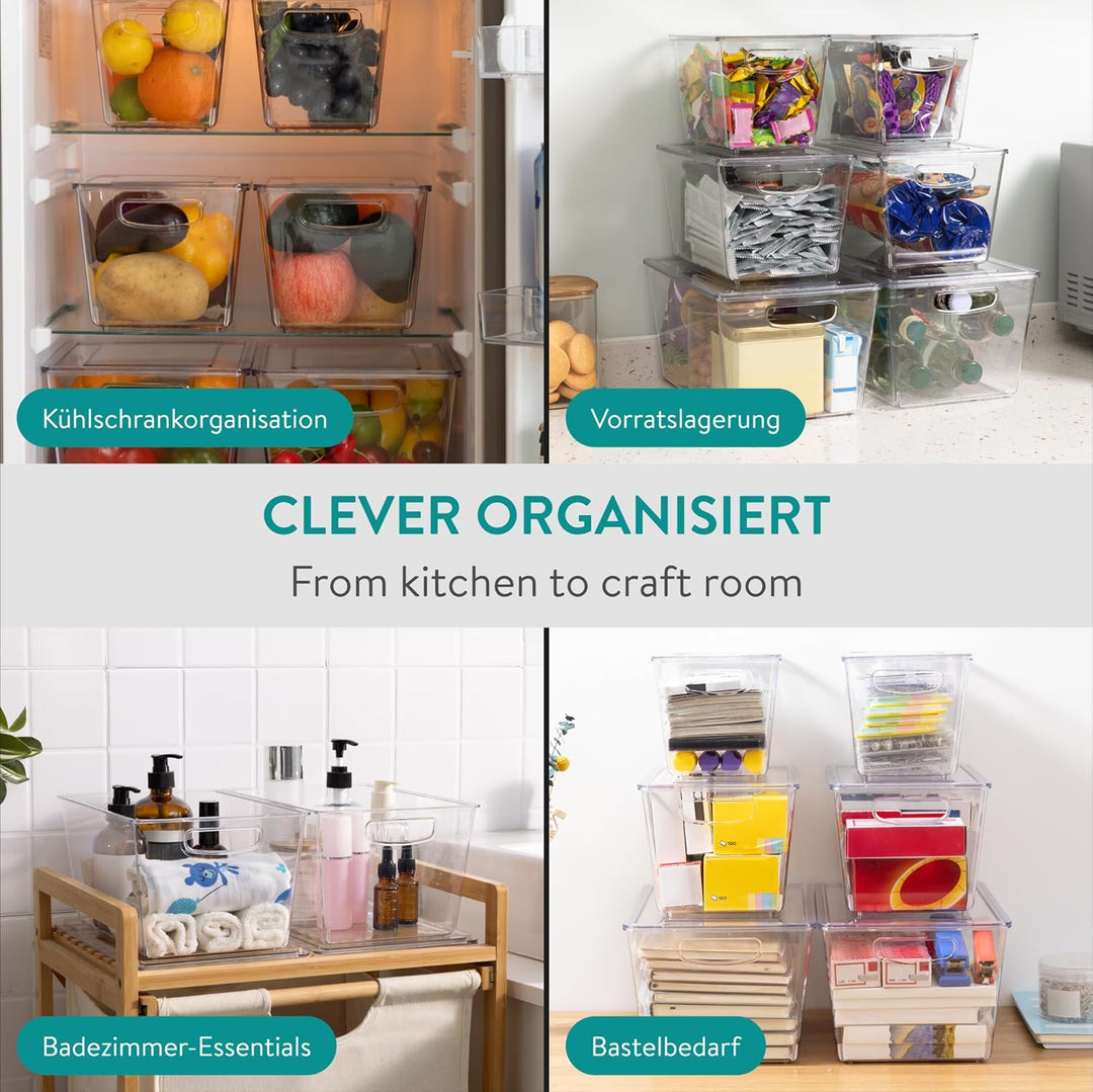 Navaris 6er Set Kühlschrank Organizer aus Kunststoff - 6x Aufbewahrungsbox für den Kühlschrank - Küh
