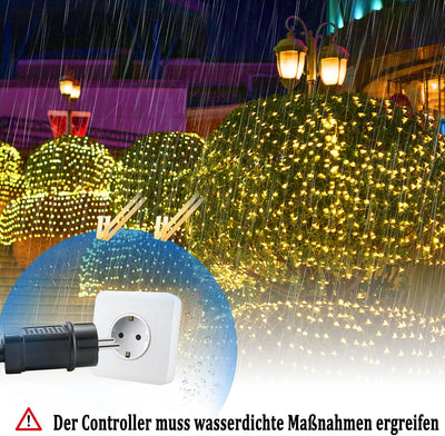 Aufun LED Lichternetz 6x4m 480LEDs Lichterkette Lichterkettennetz 8Modi Lichtervorhang mit Stecker f