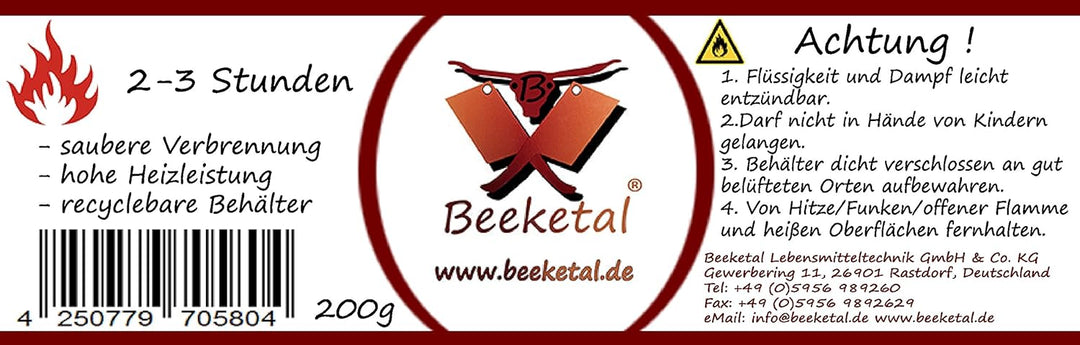 Beeketal Brennpaste - 36 x 200g Sicherheitsbrennpaste Dosen, ca. 2-3 Std. Brenndauer pro Dose, saube