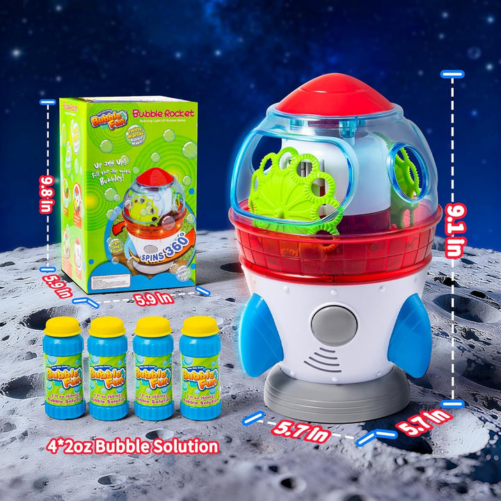 Seifenblasenmaschine,Automatischer Rocket Blasenmacher 10000+ Bubbles/Min mit Lichtern und Musik für