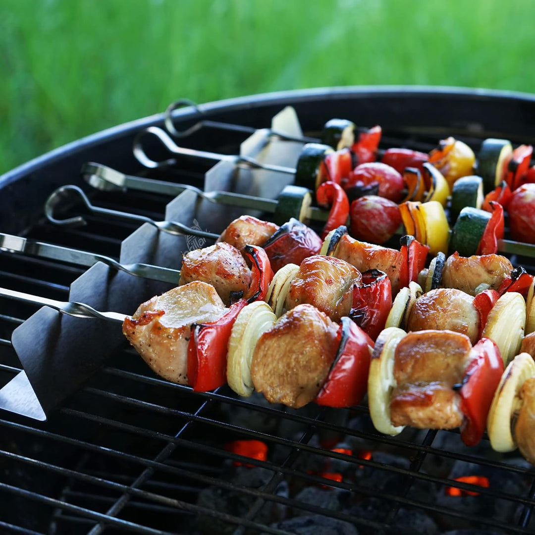 grillart® Premium Schaschlickspiesse aus Edelstahl mit Gestell – Hochwertige Grillspiesse für den Gr