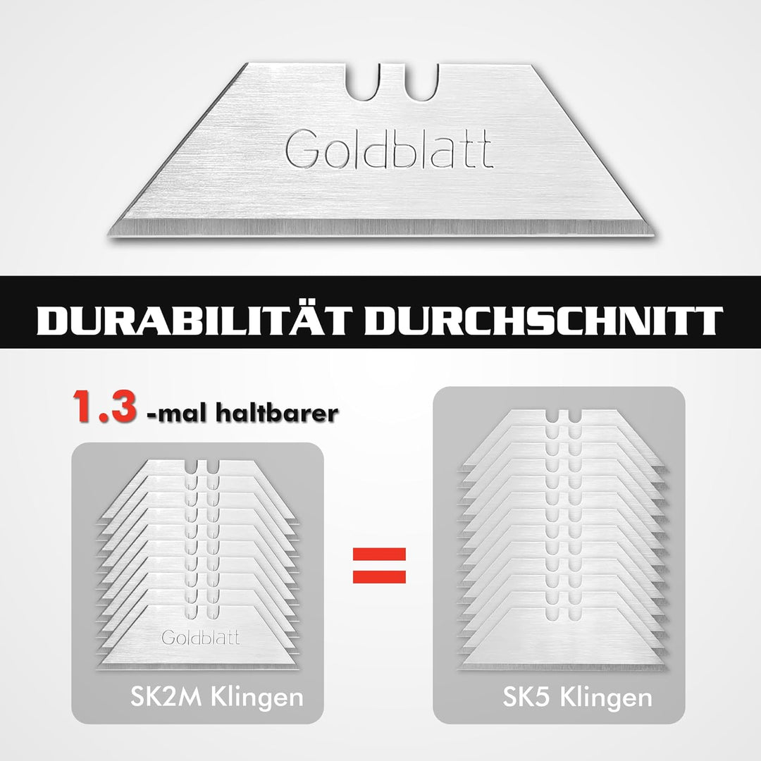 Goldblatt Trapezklingen 0,60 mm Klingenstärke 100 Pack Heavy Duty Utility Klingen Premium Gehärtetem