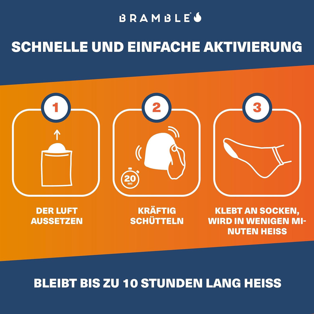 BRAMBLE - 80 Stück Natürliche Luftaktivierte Fusswärmer (40 Paar) - Sohlenwärmer für Outdoor, Wander