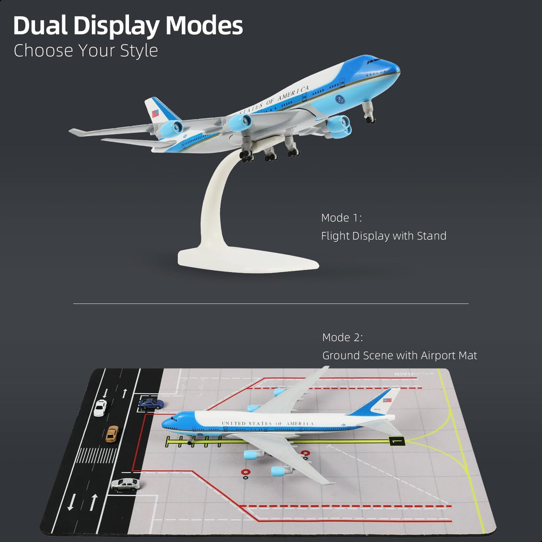 1/300 Air Force One 747 Flugzeugmodel Set Flughafen Matte Autos 05.air Force One 747, 05.air Force O
