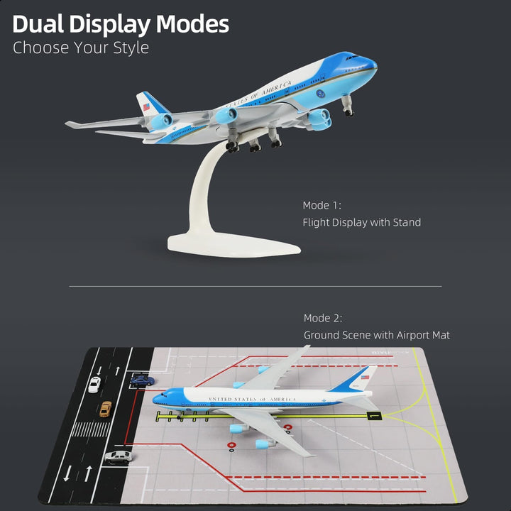 1/300 Air Force One 747 Flugzeugmodel Set Flughafen Matte Autos 05.air Force One 747, 05.air Force O