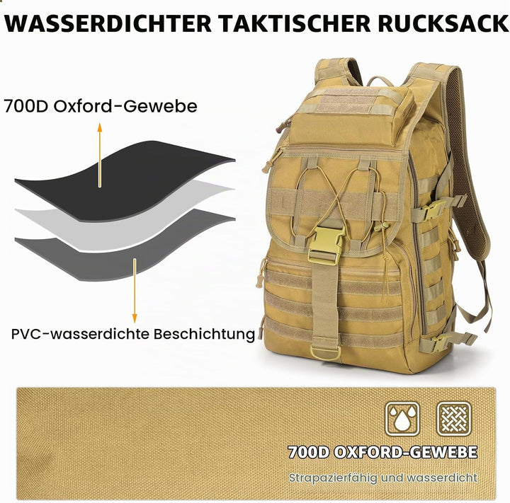 SHANNA Militärrucksack 35L/50L Armee Rucksack Molle, Hohe Kapazität Trekkingrucksack Wanderrucksäcke