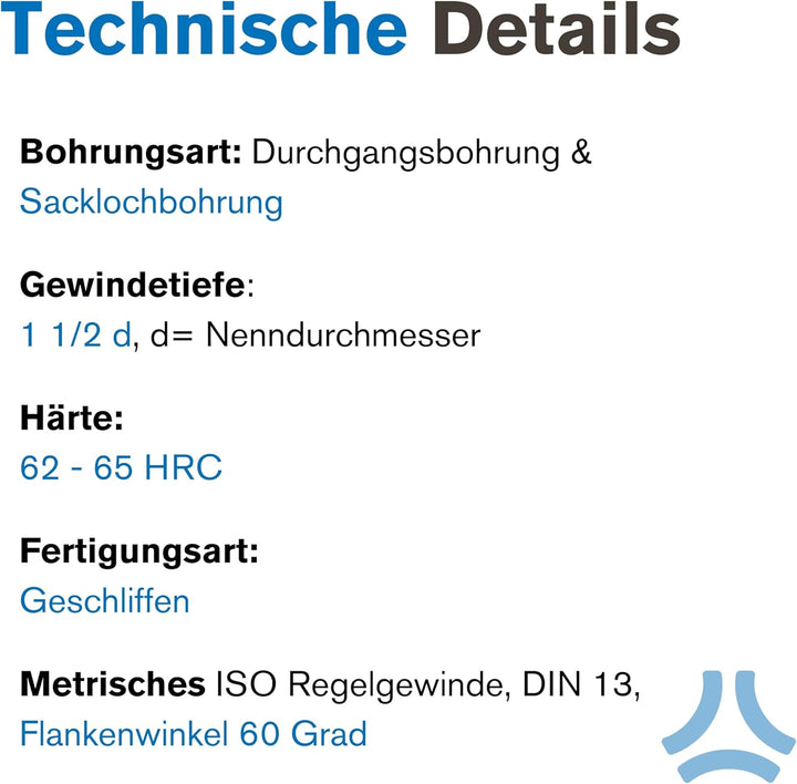 PROFI Gewindebohrer M20 Satz HSSG 3 teilig, Gewindeschneider | Vor-, Mittel- und Fertigschneider | H