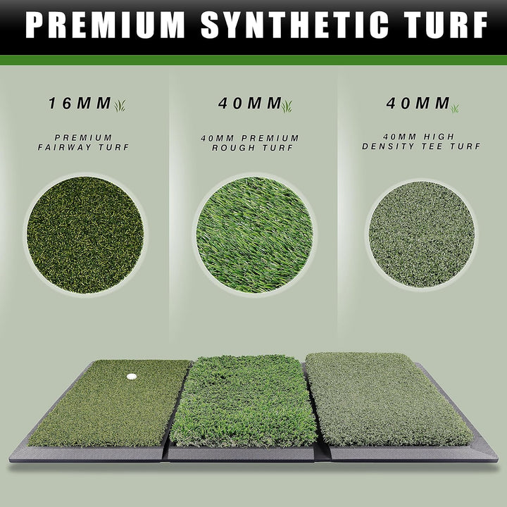 CHAMPKEY Professionelle Tri-Turf-Golfschlagmatte, robuste Gummi-Unterseite, ideal für Indoor- und Ou