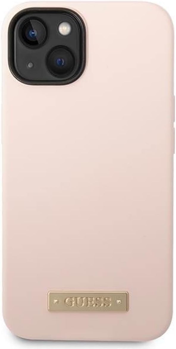 Guess GUHMP14SSBPLP hülle für iPhone 14 6,1" rosa/pink Hard case Silicone Logo Plate