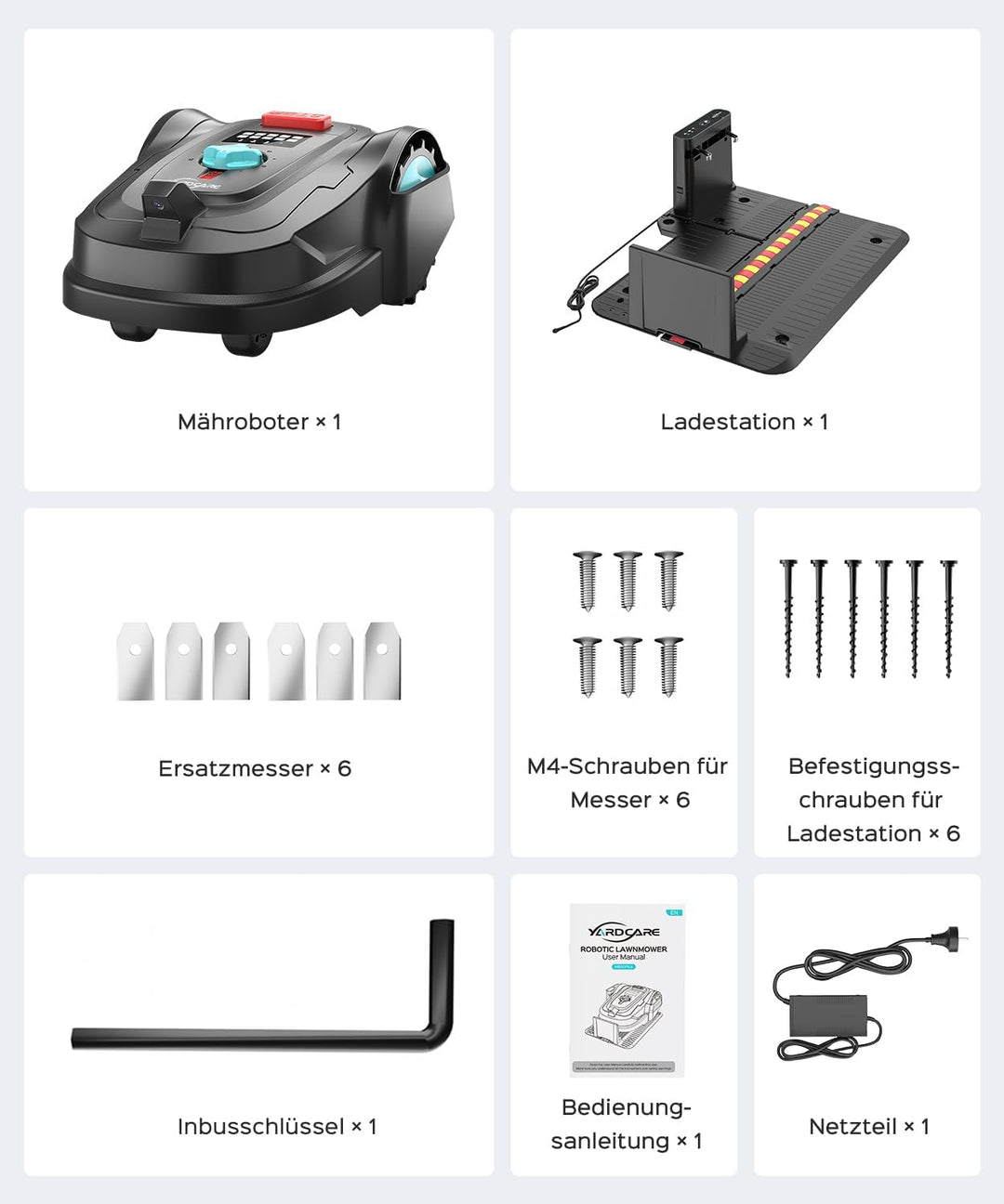 M800Plus Mähroboter ohne Begrenzungskabel,Max. 800 m²,GPS Positionierung+KI Vision,U-förmige Bahnen,