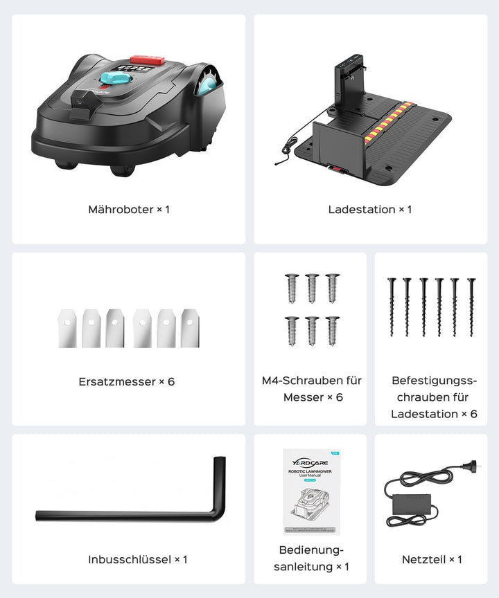 M800Plus Mähroboter ohne Begrenzungskabel,Max. 800 m²,GPS Positionierung+KI Vision,U-förmige Bahnen,