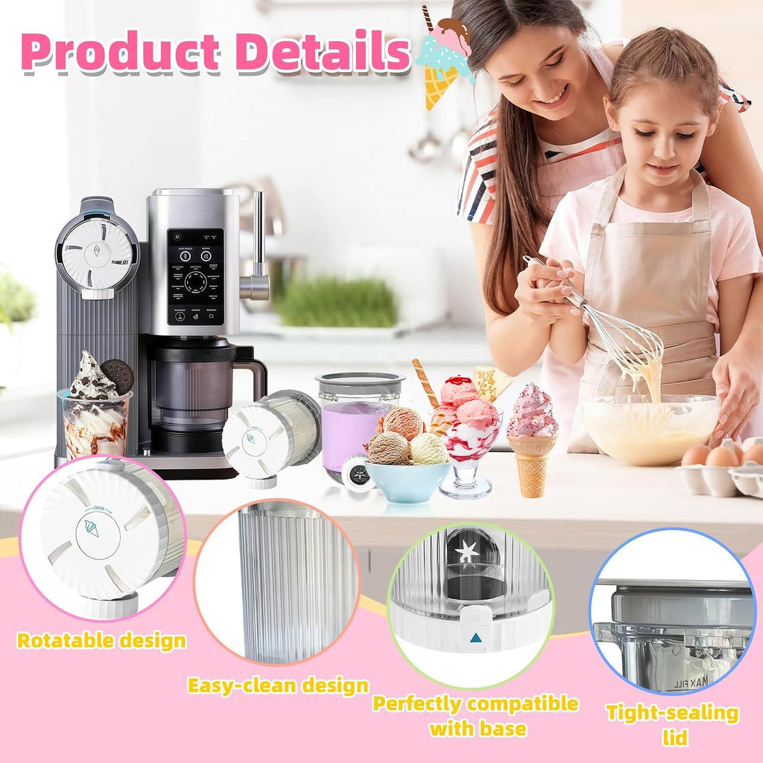 2 Stück Ersatz Behälter Kompatibel mit Ninja Creami Swirl NC700 NC701EU Serie, 480 ml Eisbehälter Ei