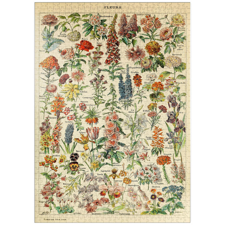 Fleurs - Blumen für Alle, Vintage Art Poster, Adolphe Millot - Premium 1000 Teile Puzzle - MyPuzzle
