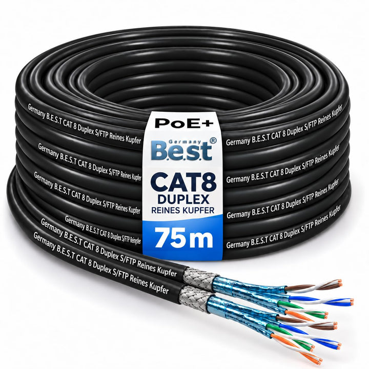 Germany B.e.s.t 75M CAT 8 Duplex Erdkabel Netzwerkkabel Outdoorkabel Kupfer LAN Kabel Ethernetkabel