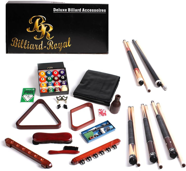 Billard Accessoires-Set Zubehörset Queues Kugeln Triangel Bürste Billardkreide Deluxe, Deluxe