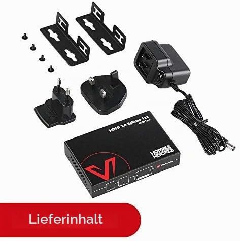 AV Access 1 in 2 Out UHD 4K@60Hz 1080p@120Hz HDMI 2.0 Splitter mit Auto Downscaling,18Gbps Zero Late